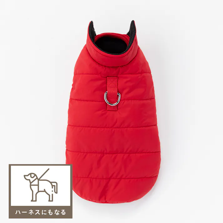 【送料無料】中わたべスト レッド Mサイズ ペット服(犬の服)(販売終了)