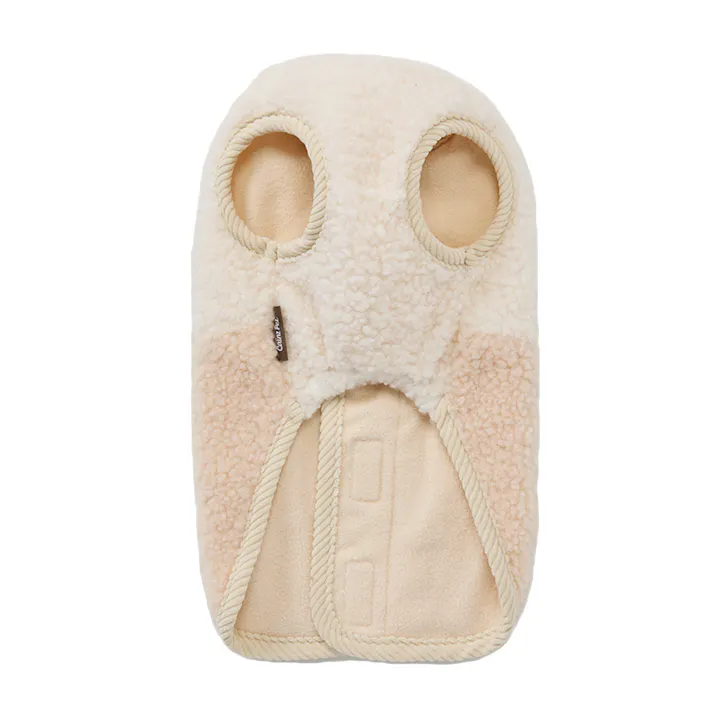 【送料無料】切り替えボアベスト アイボリー 2Lサイズ ペット服(犬の服)