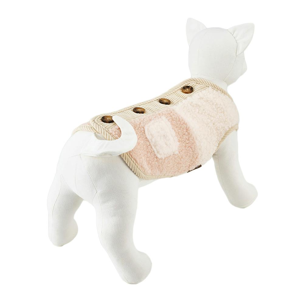 送料無料】切り替えボアベスト アイボリー 2Lサイズ ペット服(犬の服