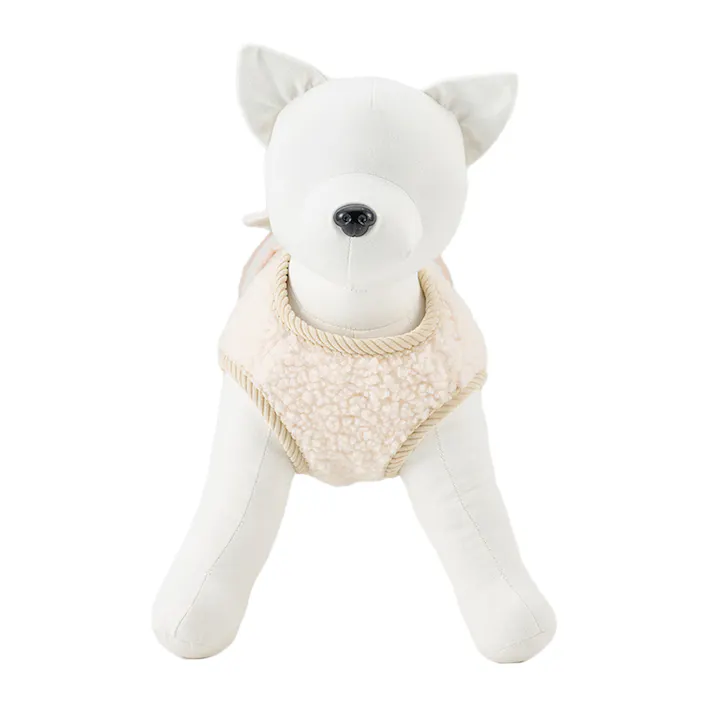 【送料無料】切り替えボアベスト アイボリー 4Lサイズ ペット服(犬の服)(販売終了)