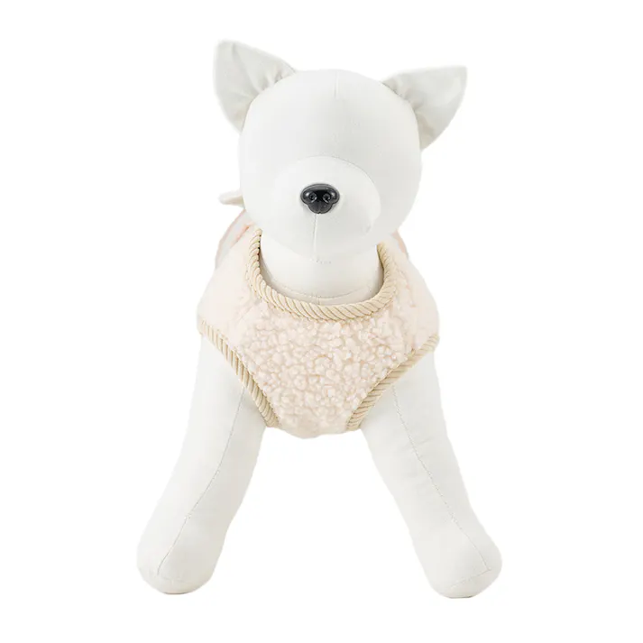 【送料無料】切り替えボアベスト アイボリー 7Lサイズ ペット服(犬の服)(販売終了)