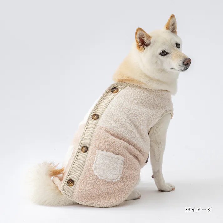 【送料無料】切り替えボアベスト アイボリー 7Lサイズ ペット服(犬の服)(販売終了)