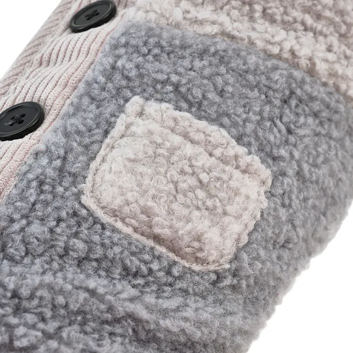 【送料無料】切り替えボアベスト グレー Mサイズ ペット服(犬の服)