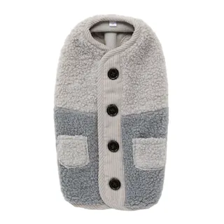 【送料無料】切り替えボアベスト グレー Lサイズ ペット服(犬の服)