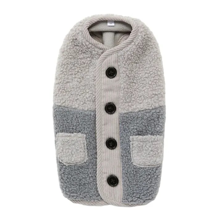 【送料無料】切り替えボアベスト グレー SSサイズ ペット服(犬の服)