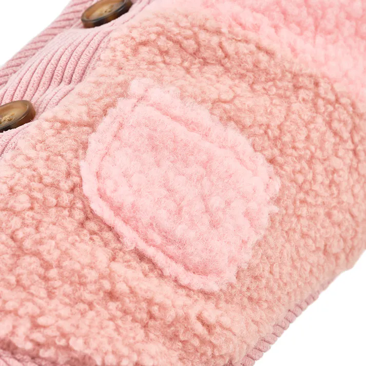 【送料無料】切り替えボアベスト ピンク SSサイズ ペット服(犬の服)