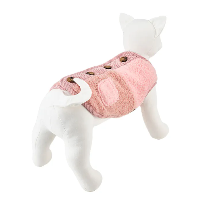 【送料無料】切り替えボアベスト ピンク SSサイズ ペット服(犬の服)