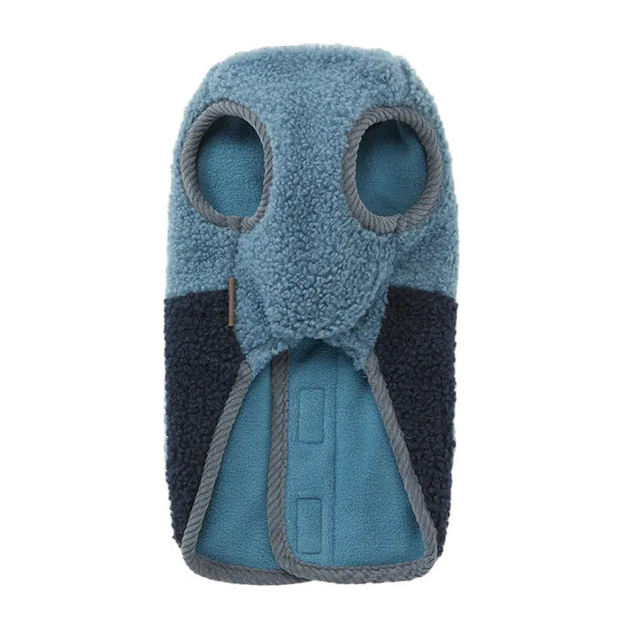 【送料無料】切り替えボアベスト ネイビー Lサイズ ペット服(犬の服)