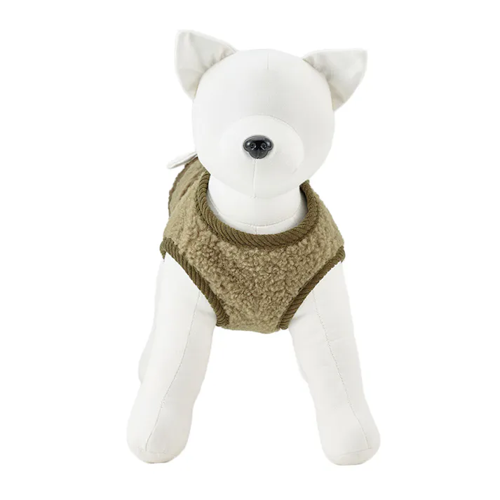 【送料無料】切り替えボアベスト カーキ Sサイズ ペット服(犬の服)