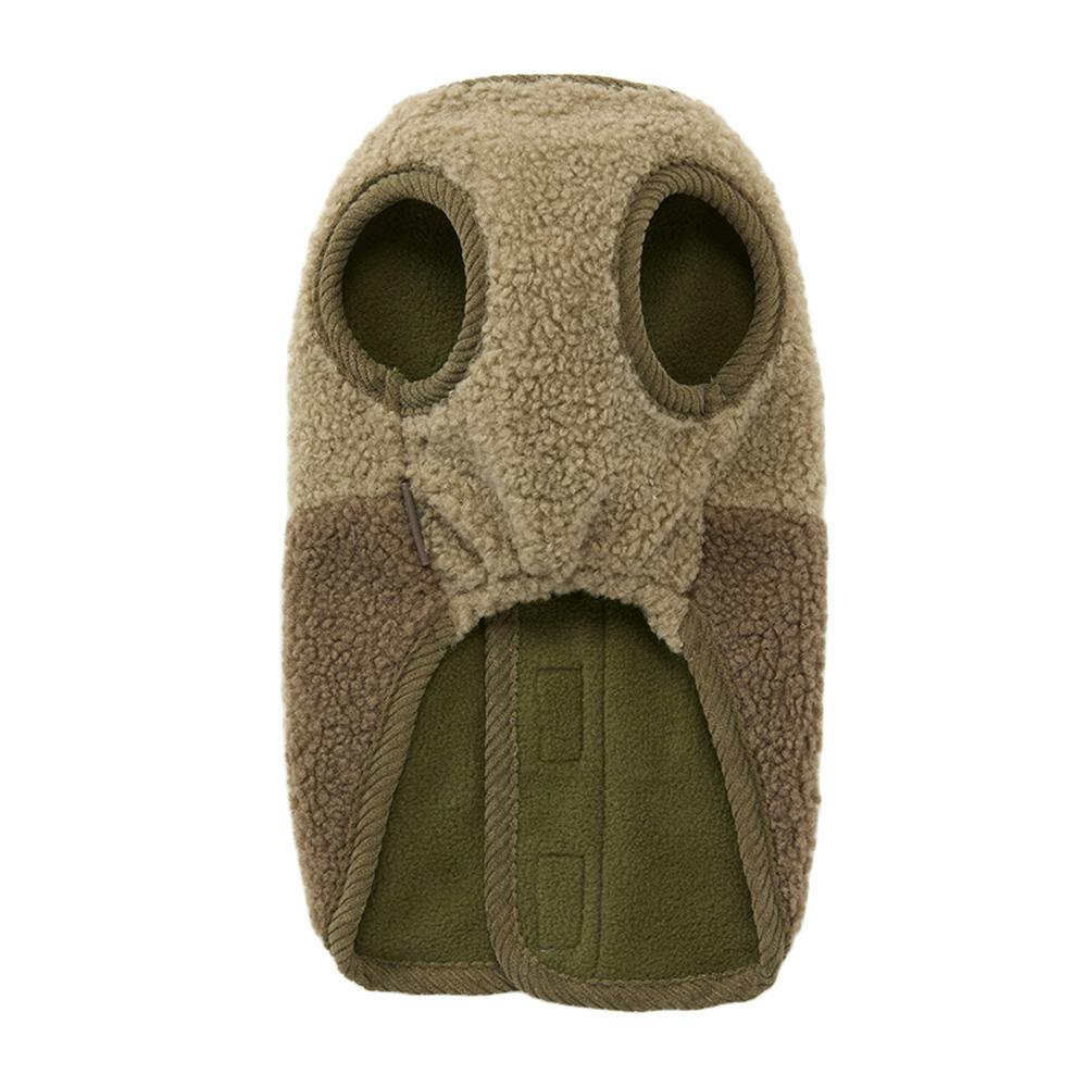 送料無料】切り替えボアベスト カーキ Mサイズ ペット服(犬の服