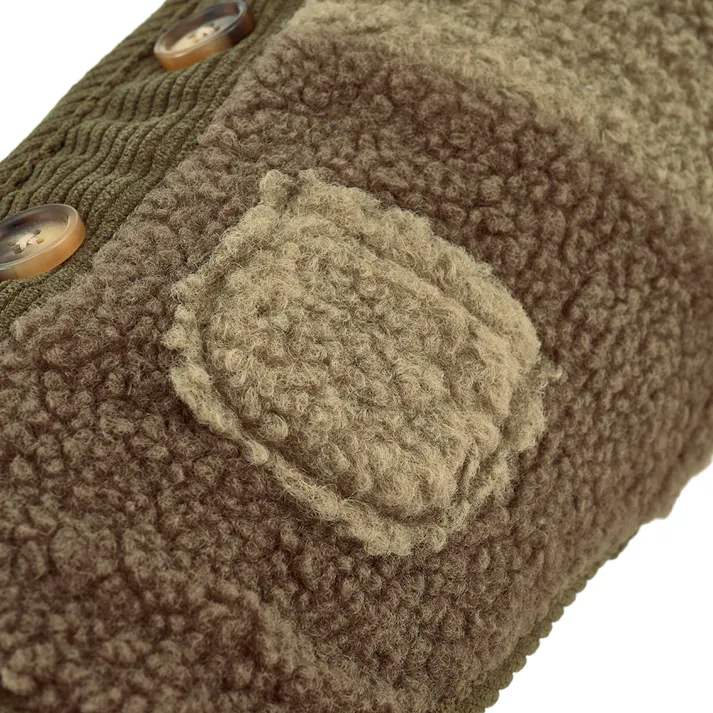 【送料無料】切り替えボアベスト カーキ Mサイズ ペット服(犬の服)