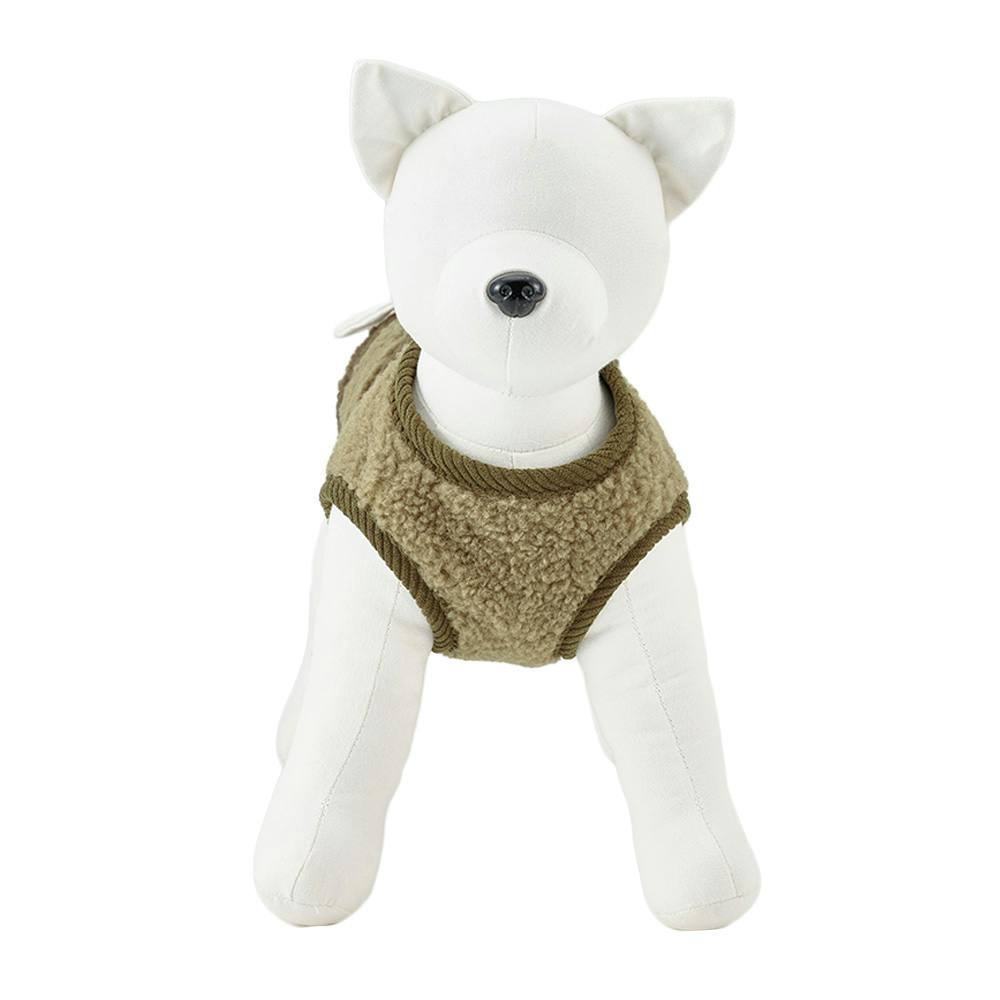 送料無料】切り替えボアベスト カーキ Mサイズ ペット服(犬の服