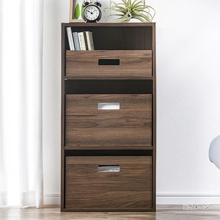 可動棚収納ボックス3段 ブラウン SH6