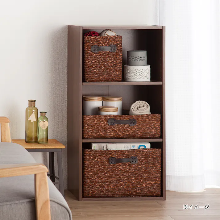 可動棚収納ボックス3段 ブラウン SH6