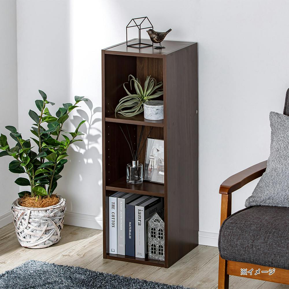 可動棚収納ボックス SH9 スリム ブラウン 30cm×88cm×29cm 3段 | カラー