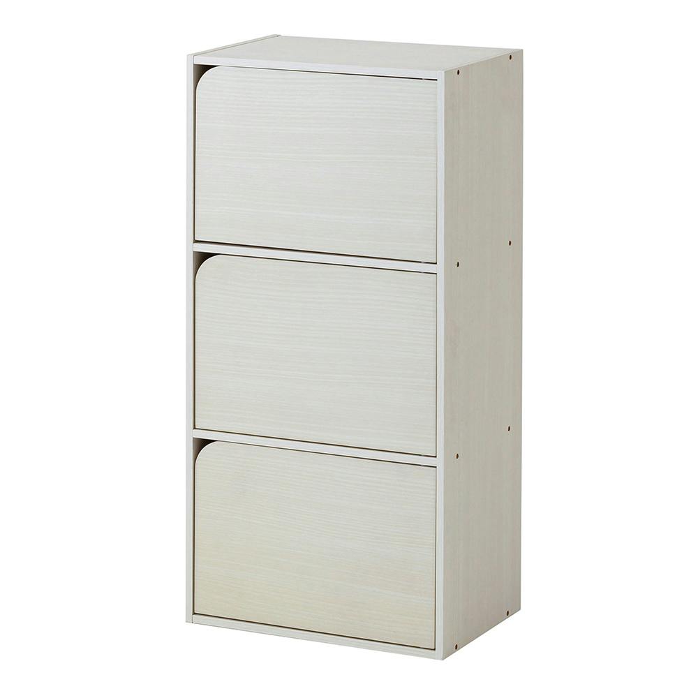 ドア付き収納ボックス SH45 ホワイト 44cm×88cm×29cm 3段