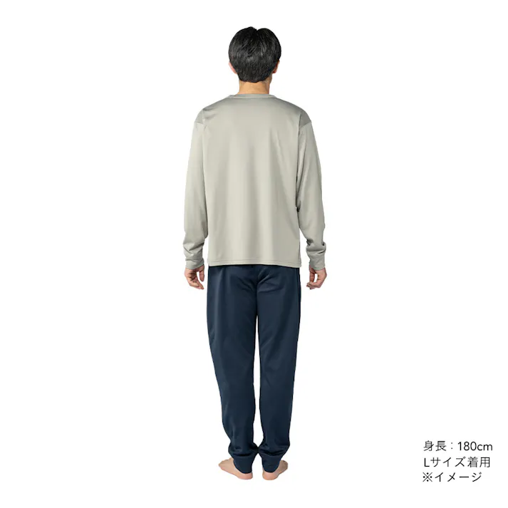 SPEED DRY なめらかストレッチ ルームウェア 上下セット グレー×ネイビー 3L