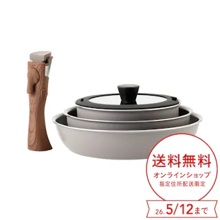 取っ手が外せるこびりつきにくいフライパン 5点セット