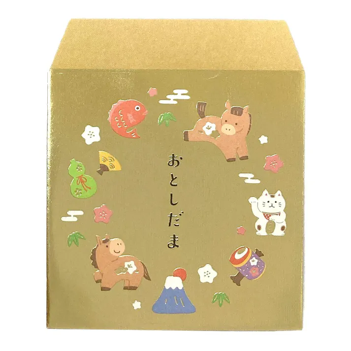 二つ折りポチ袋 伊予和紙 おとしだま 箔 4枚