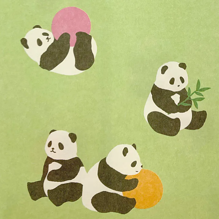 万型ポチ袋 伊予和紙 パンダ 4枚