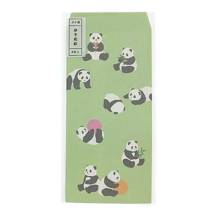 万型ポチ袋 伊予和紙 パンダ 4枚