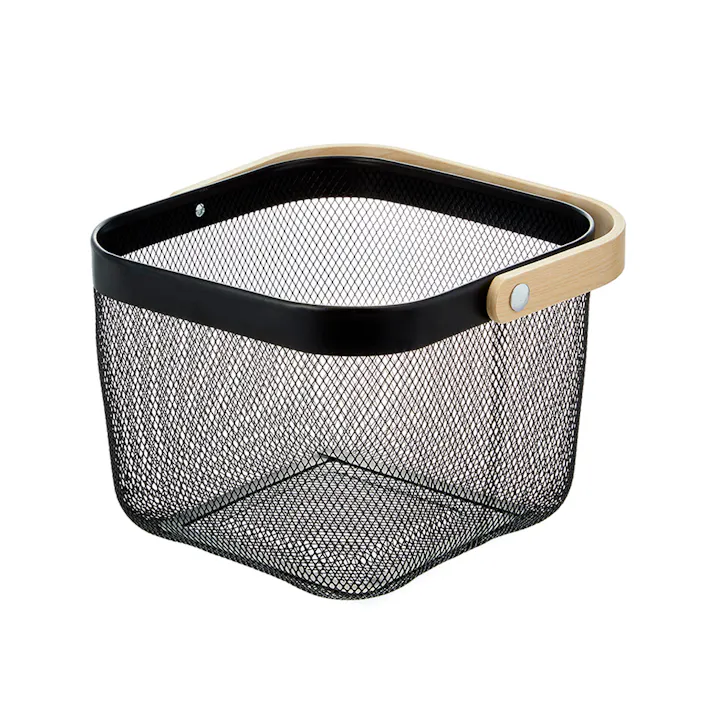 持ち手が畳めるバスケット ブラック