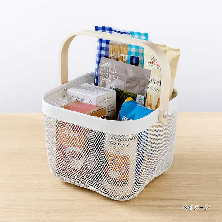 持ち手が畳めるバスケット ホワイト