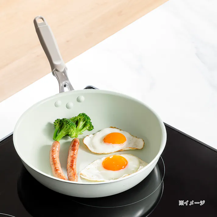 IH・ガス対応 フッ素フライパン 26cm ミントグリーン