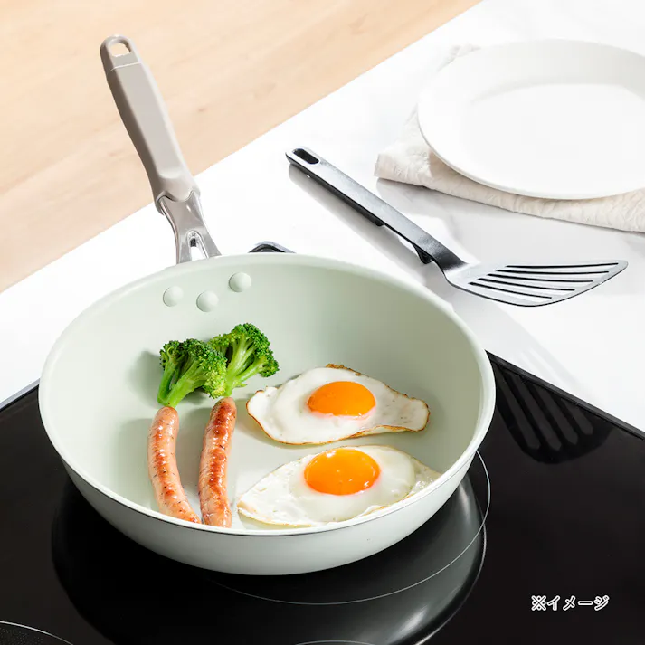 IH・ガス対応 フッ素フライパン 26cm ミントグリーン