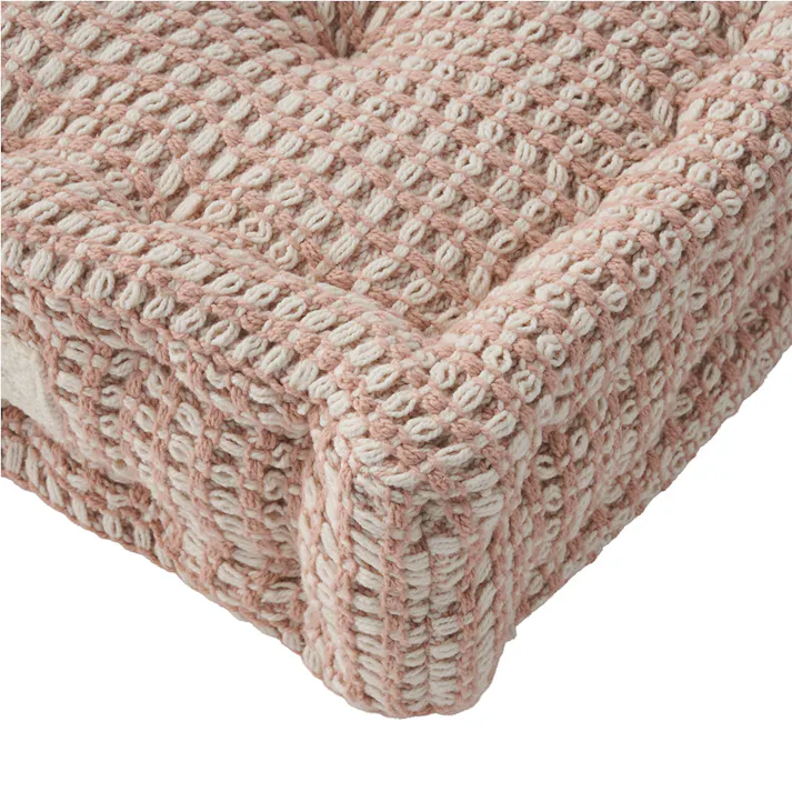 フロアクッション ワッフル ピンク 幅40cm 奥行40cm 高さ10cm
