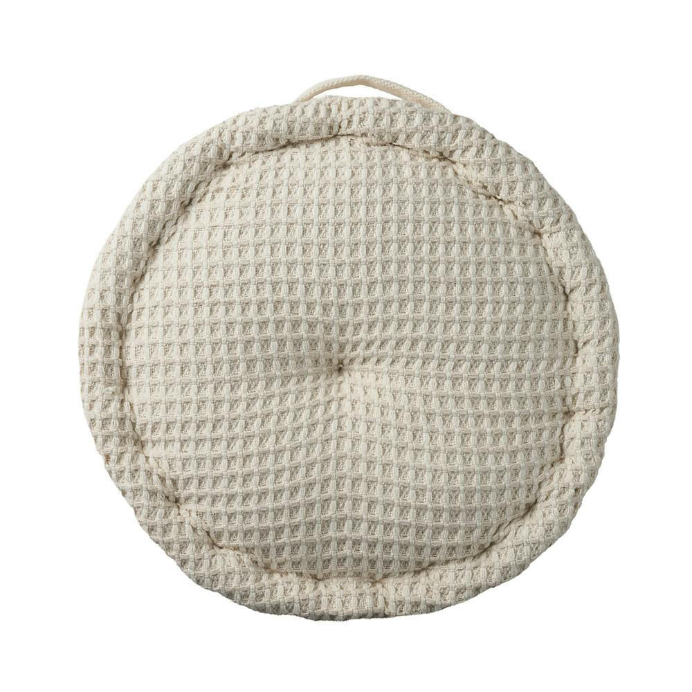 フロアクッション ワッフル ベージュ 円形 幅40cm 高さ10cm