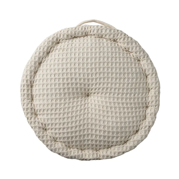 フロアクッション ワッフル ベージュ 円形 幅40cm 高さ10cm