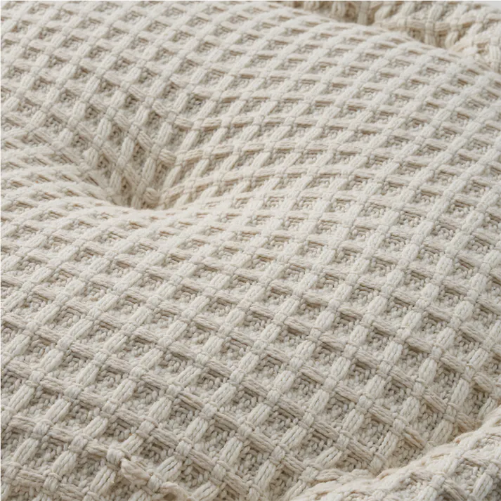 フロアクッション ワッフル ベージュ 円形 幅40cm 高さ10cm