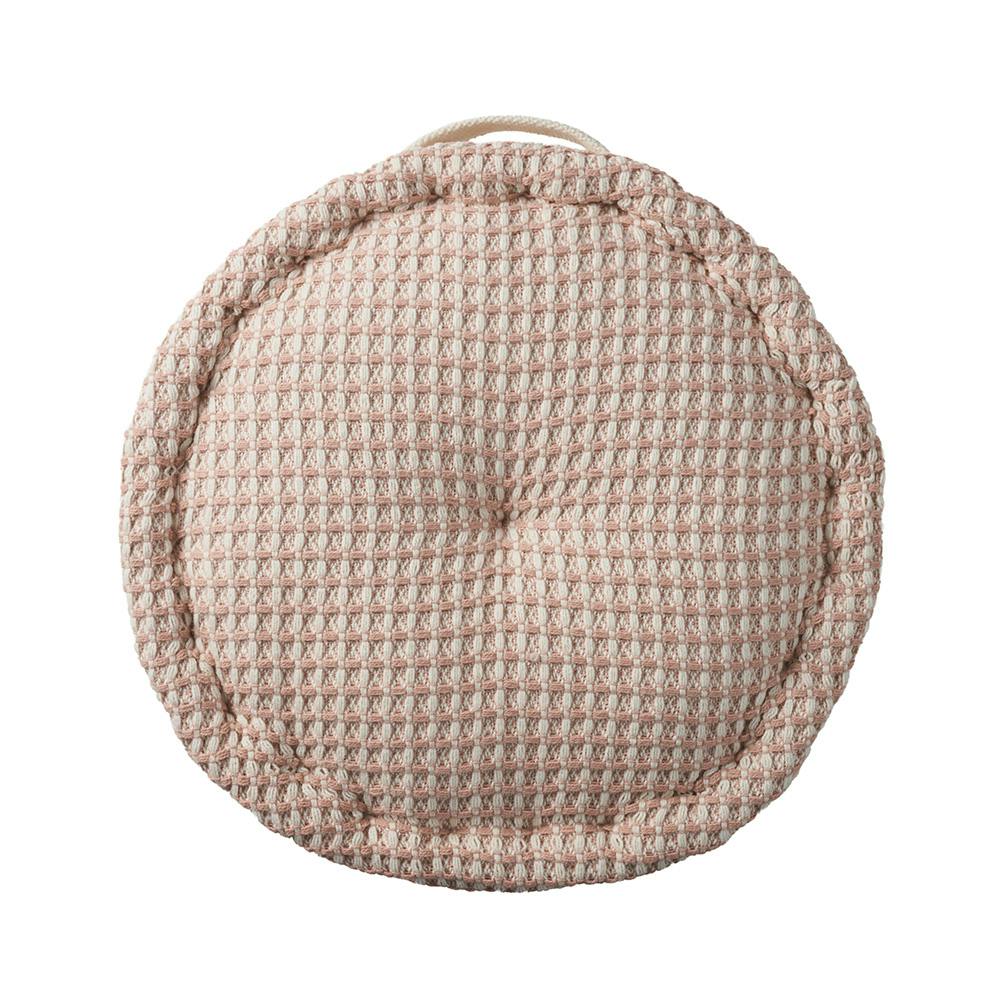 フロアクッション ワッフル ピンク 円形 幅40cm 高さ10cm