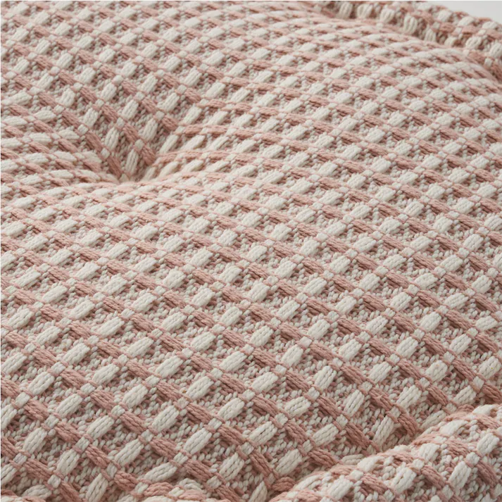 フロアクッション ワッフル ピンク 円形 幅40cm 高さ10cm