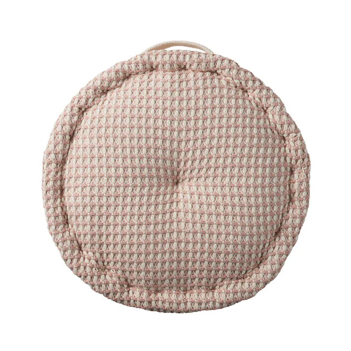 フロアクッション ワッフル ピンク 円形 幅40cm 高さ10cm