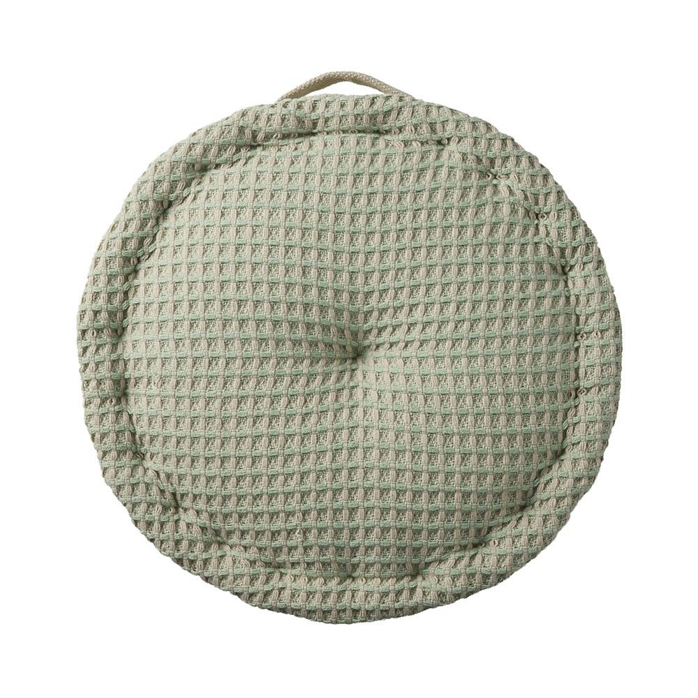 フロアクッション ワッフル グリーン 円形 幅40cm 高さ10cm