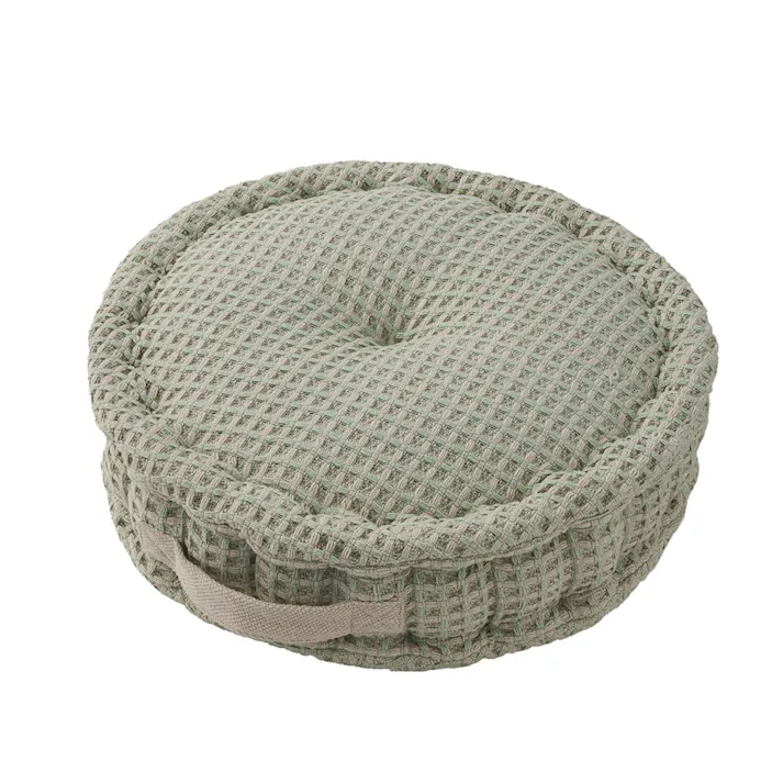 フロアクッション ワッフル グリーン 円形 幅40cm 高さ10cm