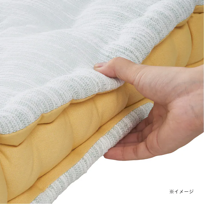 フロアクッション SEF ミントグリーン/イエロー 幅40cm 奥行40cm 厚さ10cm
