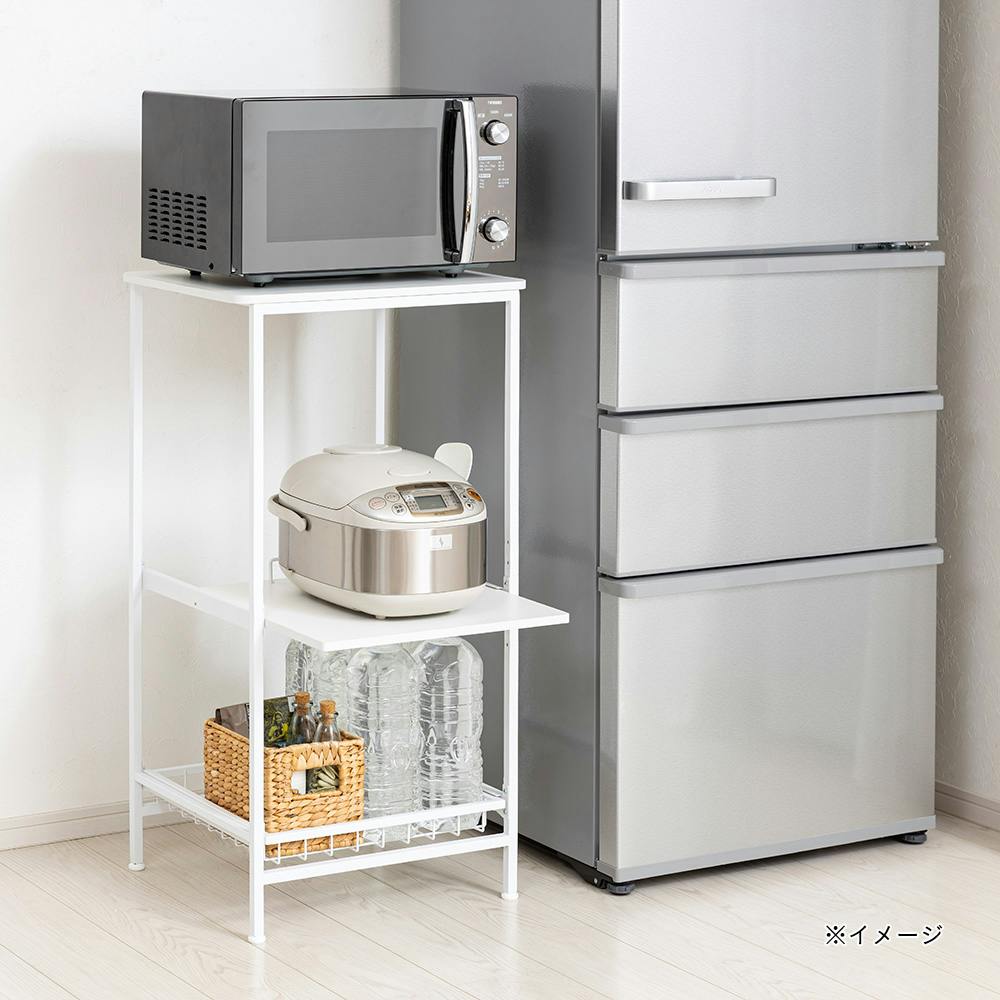 美品保証5年！ホワイト 3段引き出し レンジ台 食器棚 完成品 レンジ台 おしゃれ スリム レンジ ラック レンジラック