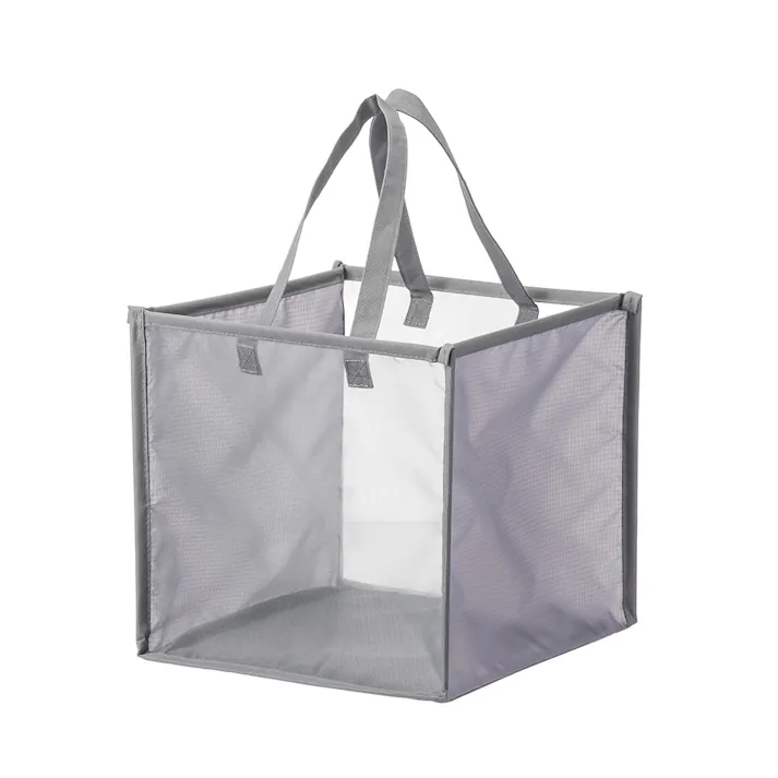 たためるランドリーボックス 1段タイプ グレー 幅34cm 奥行34cm 高さ34cm