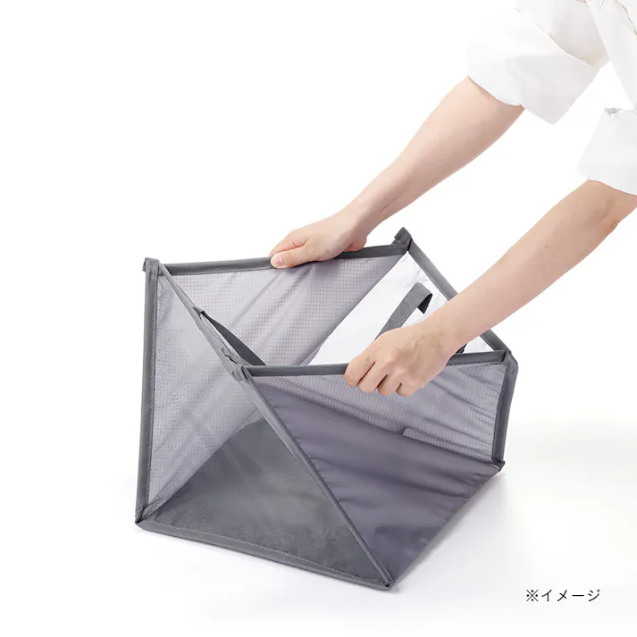 たためるランドリーボックス 1段タイプ グレー 幅34cm 奥行34cm 高さ34cm
