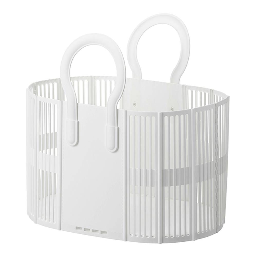 折りたためるランドリーバスケット ホワイト 幅48cm 奥行31cm 高さ30cm