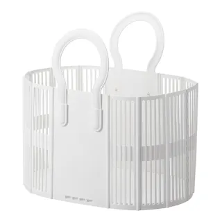 折りたためるランドリーバスケット ホワイト 幅48cm 奥行31cm 高さ30cm