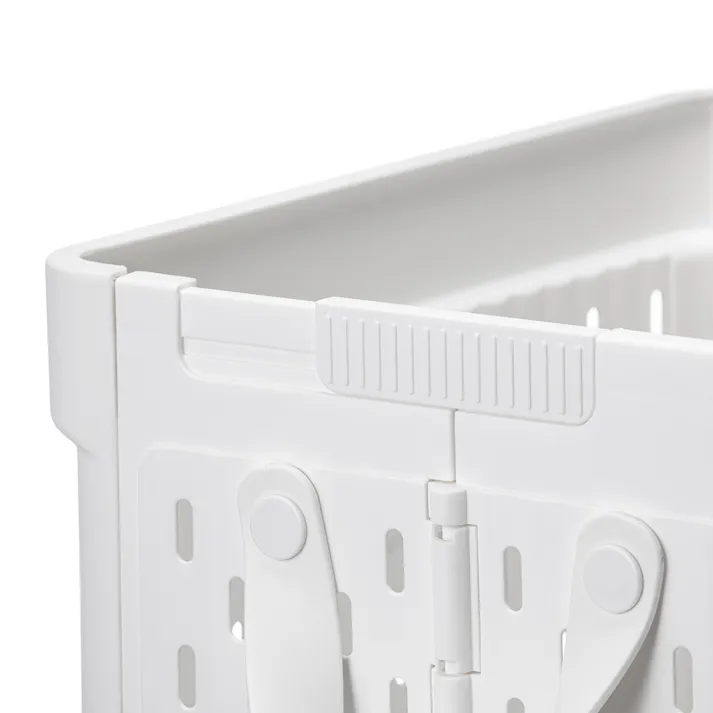 折りたためるキャスター付 ランドリーバスケット ホワイト 幅37cm 奥行31cm 高さ55cm