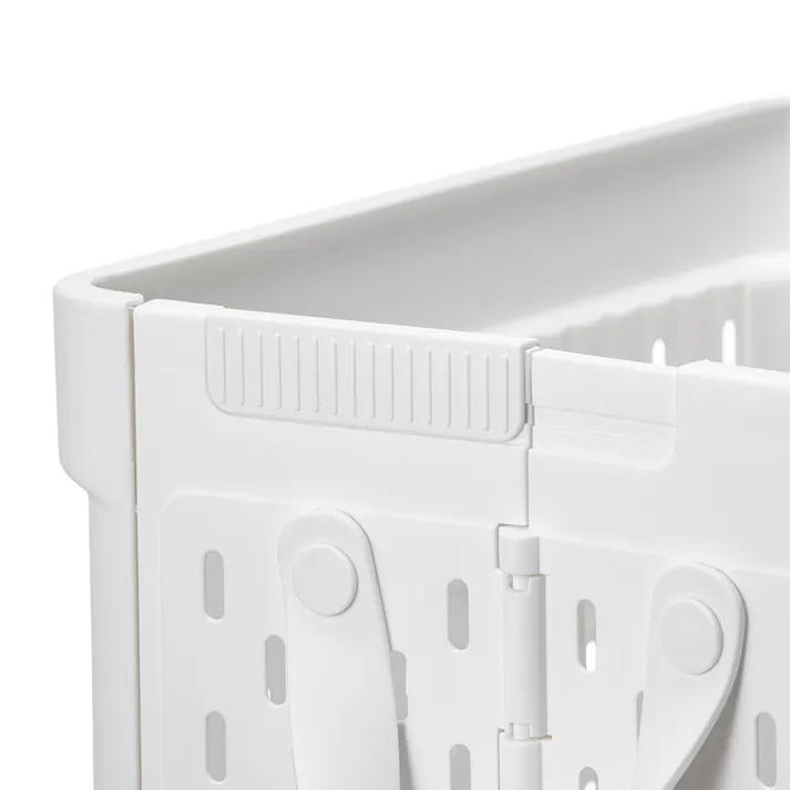 折りたためるキャスター付 ランドリーバスケット ホワイト 幅37cm 奥行31cm 高さ55cm