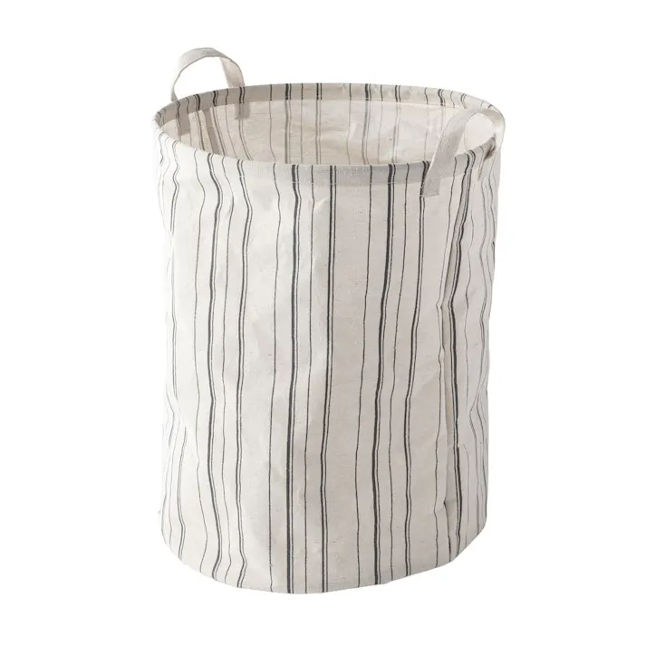 ラウンドバスケット ストライプベージュ