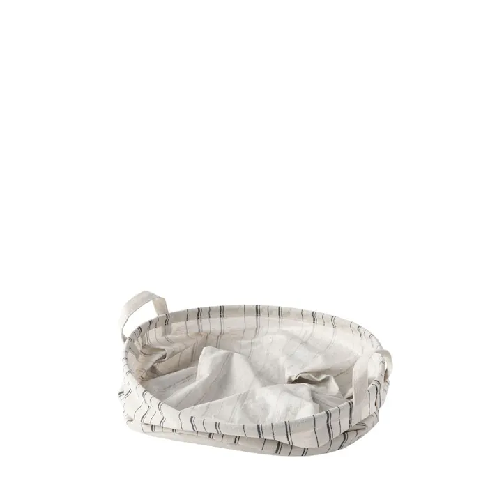 ラウンドバスケット ストライプベージュ