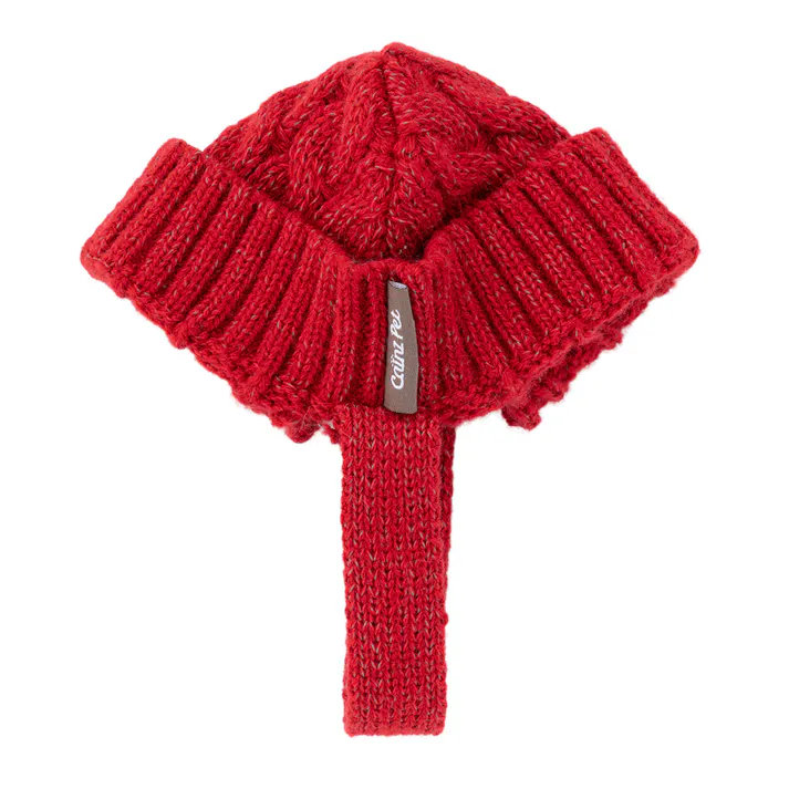 【送料無料】反射ニット帽子 レッド ペット服(犬の服)