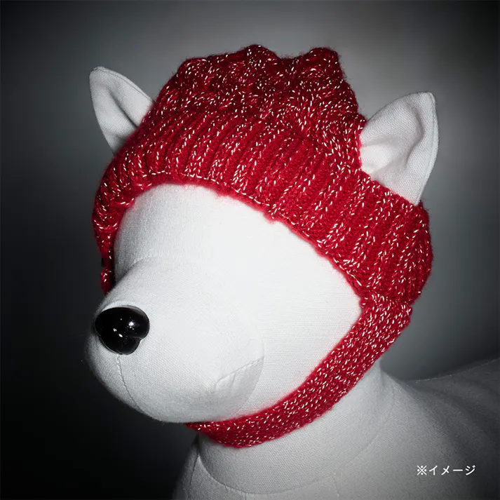 【送料無料】反射ニット帽子 レッド ペット服(犬の服)